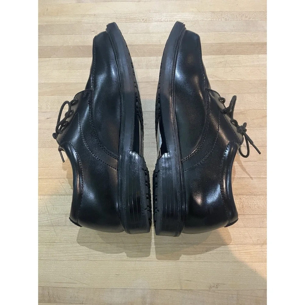Nunn Bush Black Leather Tie Up Square Toe Comfort Gel Dress Shoes Mens Size 7.5M